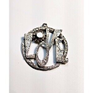 Vintage 60's/70's Love Pendant Statement Silver Hippie Style Boho Jewelry